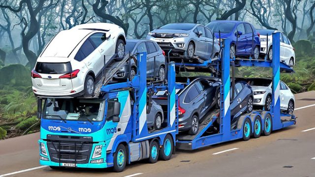Car Shipping truck hauling vehicles